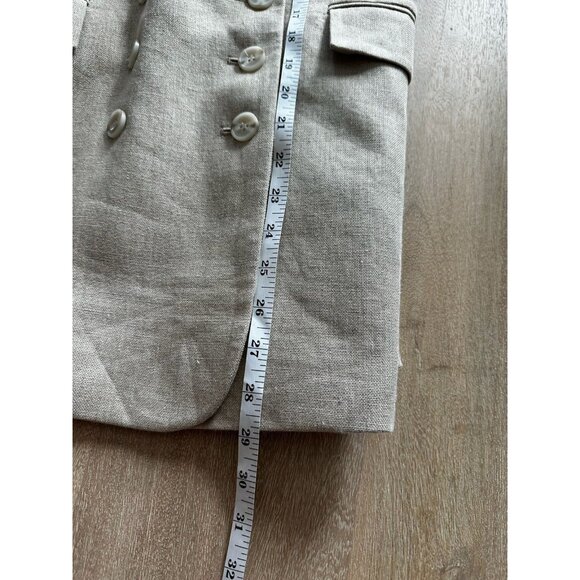 Theory Linen Shawl Collar Blazer in Tan Size 4 Double Breasted - Picture 5 of 6